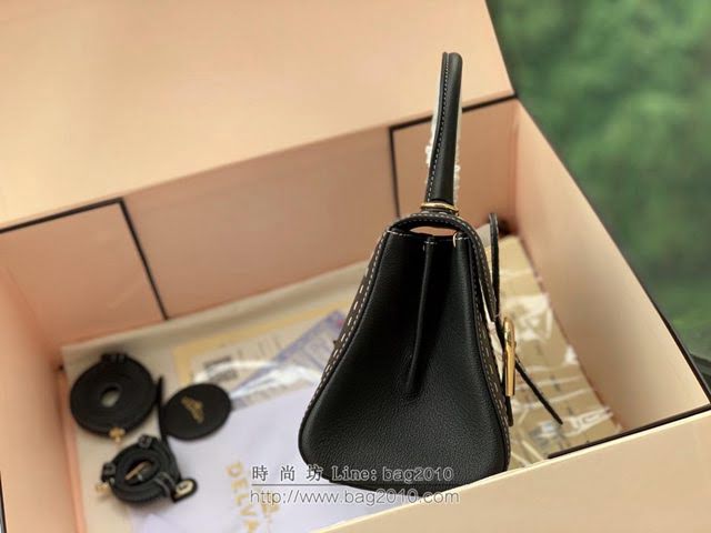 DELVAUX女包 Brillant系列手袋 手縫版黑色MM中號 德爾沃女手提包 女手拎包 Delvaux單肩斜挎包 DF0028手縫黑色  fcs1379